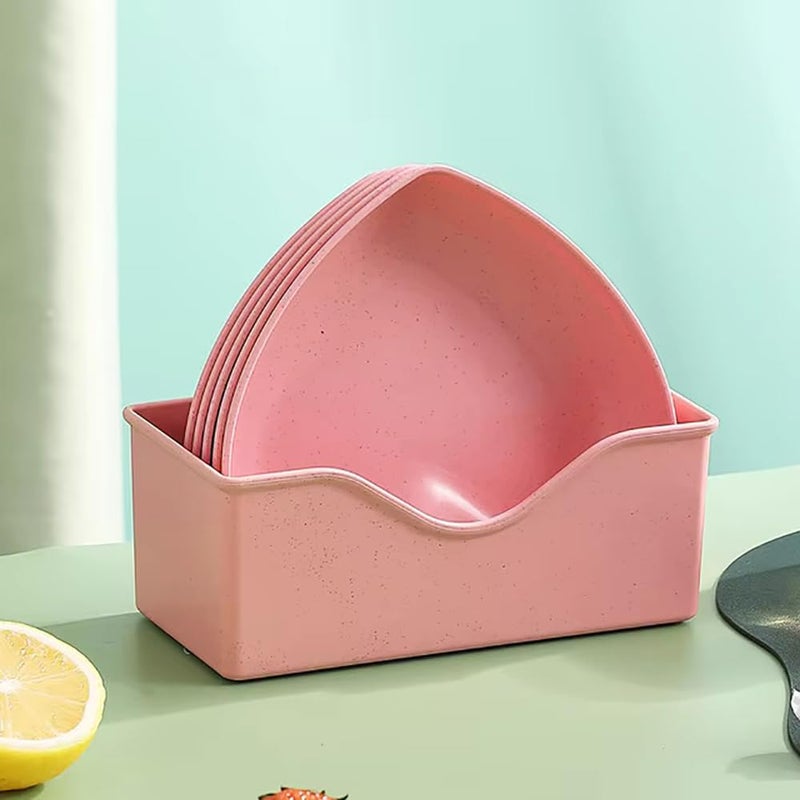 pepplo Food Grade Plastic Dishes Creative Heart Plate Fruit Plates Cake Plate Snack Dish Dessert Plate Dining Table Plates Camping Heart Shaped Plate For Home Household Use Pink 10 Plates 1 Rack - Image 5
