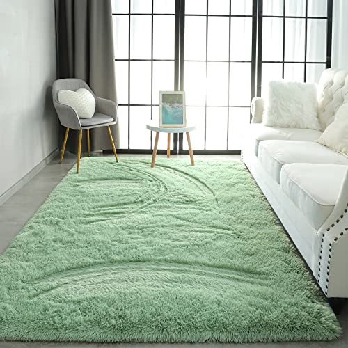 Pettop Fluffy Sage Green Rug for Bedroom Living Room, 5x8 Feet Super Soft Shaggy Plush Fuzzy Rugs for Girls Kids Boys, Non-Slip and Washable Rug for Nursery Classroom, Carpet for Rooms Decor - Image 2