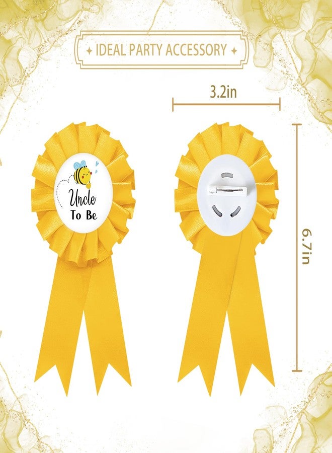 SUPERLUBY Uncle To Bee Tinplate Badge Pin, Bee Uncle To Be Pin for Men, Bee Gender Reveal Brooch Button, Yellow Rosette Best Uncle Ever Award Ribbon for Baby Shower/Newborn Baby Party Celebration Favors - Image 3