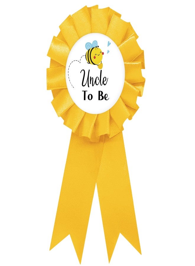 SUPERLUBY Uncle To Bee Tinplate Badge Pin, Bee Uncle To Be Pin for Men, Bee Gender Reveal Brooch Button, Yellow Rosette Best Uncle Ever Award Ribbon for Baby Shower/Newborn Baby Party Celebration Favors - Image 1