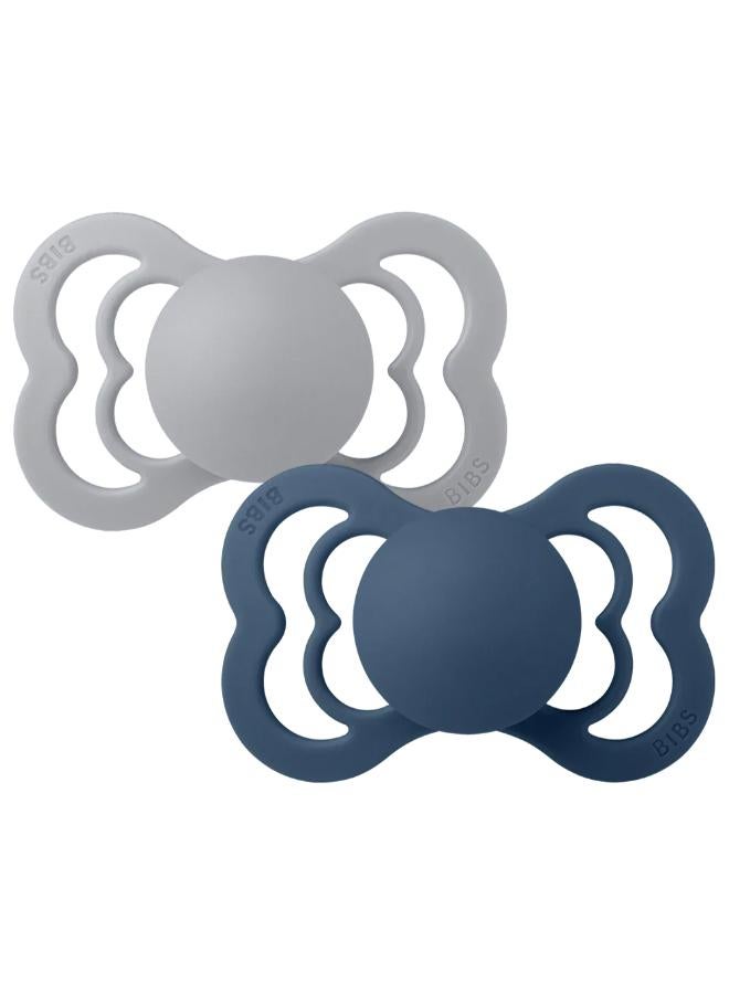 BIBS Supreme Cloud & Steel Blue Silicone - Size 2 (Pack Of 2) - Image 1