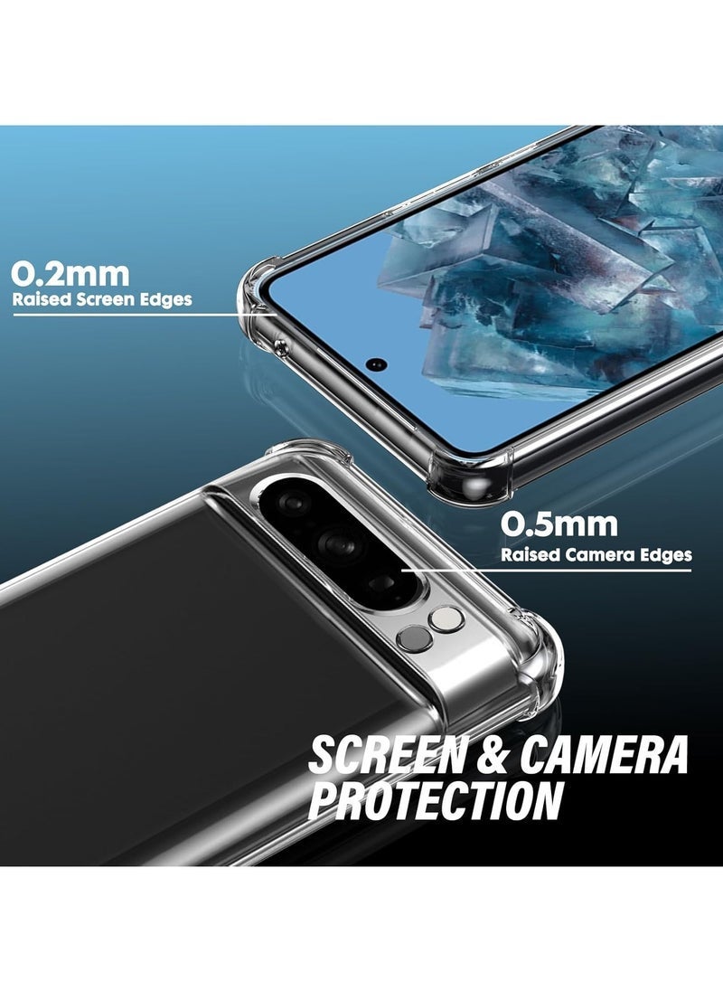 JAJEEK Case for Google Pixel 8 Pro Phone case, with 1 Piece Screen Protector, TPU Bumper Shockproof Silicone Fullbody Protective Case Cover for Google Pixel 8 Pro, Transparent - Image 2