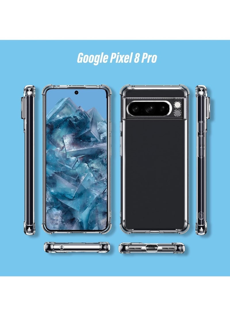 JAJEEK Case for Google Pixel 8 Pro Phone case, with 1 Piece Screen Protector, TPU Bumper Shockproof Silicone Fullbody Protective Case Cover for Google Pixel 8 Pro, Transparent - Image 4