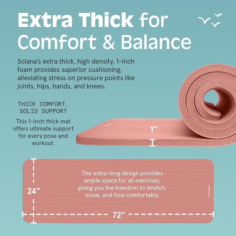 Retrospec Solana Yoga Mat 1/2" Thick w/Nylon Strap for Men & Women - Non Slip Exercise Mat for Yoga, Pilates, Stretching, Floor & Fitness Workouts - Image 3
