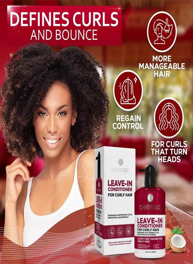 BELLISSO Leave in Conditioner for Curly Hair - Frizz Control for Women and Men - Restores Dry, Damaged and Wavy Hair - Detangler Cream and Sulfate Free Anti Static Moisturizer Treatment with Shea Butter - Image 5