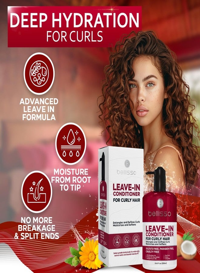 BELLISSO Leave in Conditioner for Curly Hair - Frizz Control for Women and Men - Restores Dry, Damaged and Wavy Hair - Detangler Cream and Sulfate Free Anti Static Moisturizer Treatment with Shea Butter - Image 2