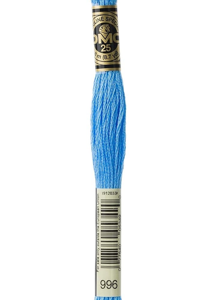 DMC Six Strand Embroidery Cotton Thread - Medium Electric Blue, 8.7 Yards (12-Pack)