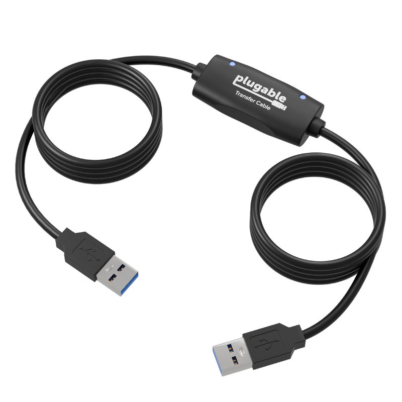 Plugable USB Transfer Cable, Unlimited Use, Transfer Data Between 2 Windows PC's, Compatible with Windows 11, 10, 7, XP, Bravura Easy Computer Sync Software Included - Image 1