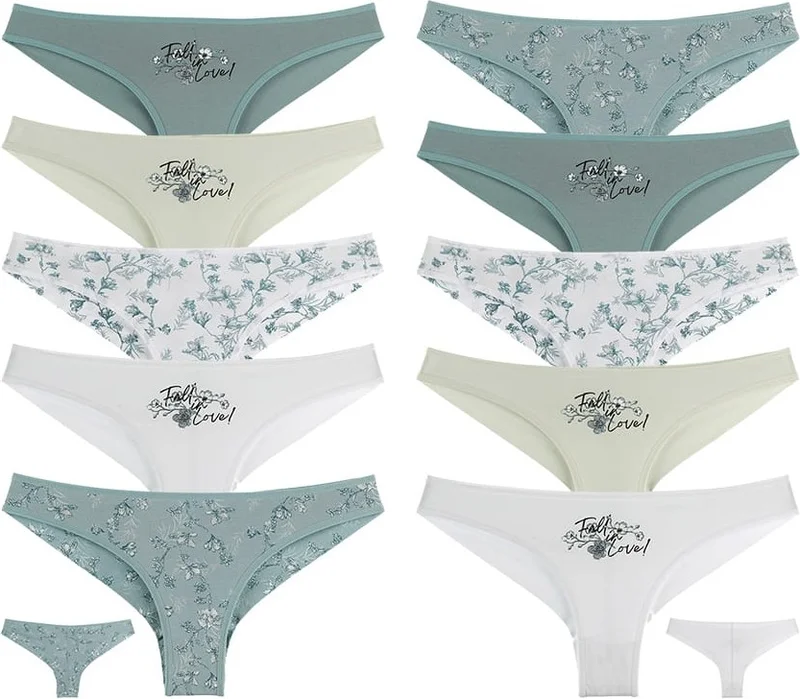 Donella 10 Pack Women's Colorful Printed Brazilian Panties - 40711233B