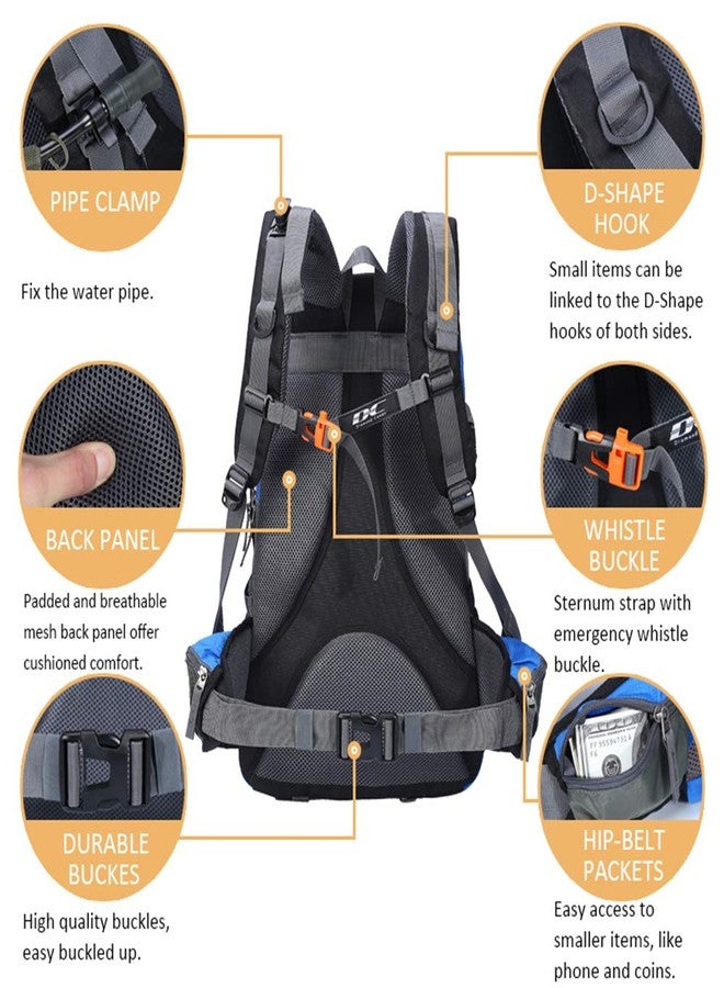 Diamond Candy Waterproof Hiking Backpack 40L with Rain Cover for Outdoor Darkblue - Image 3