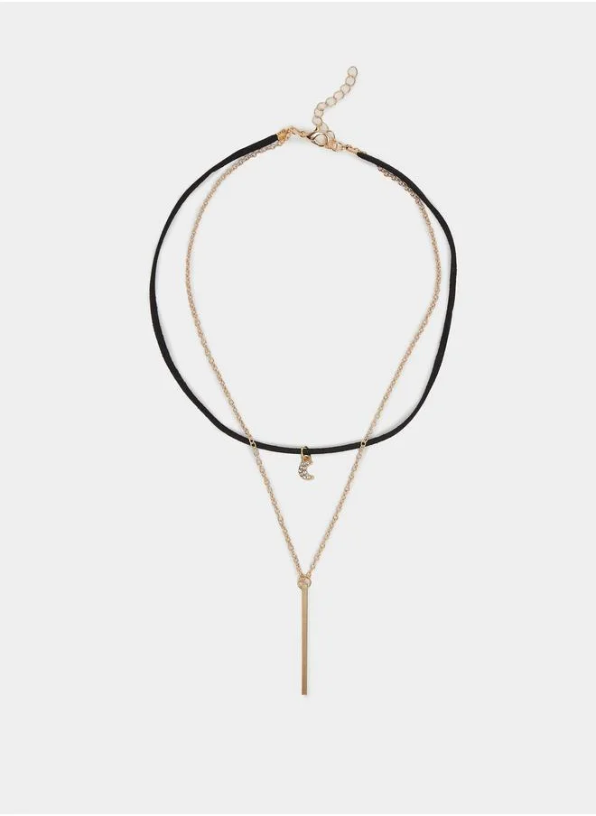 ستايلي Styli Moon Drop Layered Necklace