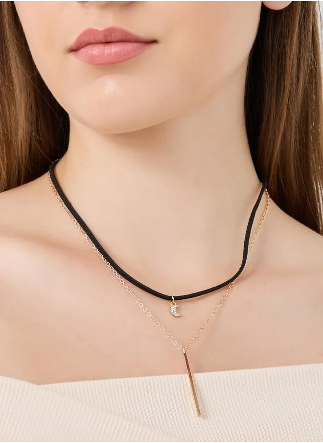 ستايلي Styli Moon Drop Layered Necklace