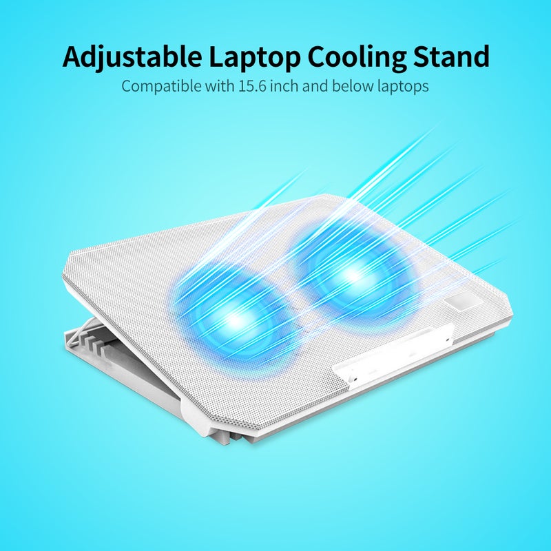 Laptop Cooler Laptop Cooling Stand Heat Dissipation Bracket with 4-gear Adjustable Height Dual Cooling Fans White - Image 2