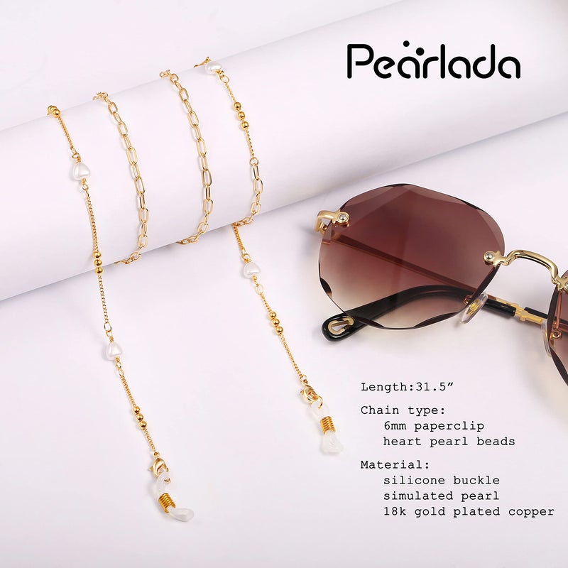 PEARLADA PEARLADA 18k Gold Pearl Glasses Chain for Women Reading Eyeglass Holder Eyewear Retainer Sunglasses String Strap Mask Lanyard Necklace  - Image 4