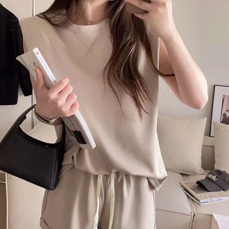 MOTIE Slim-Fit Sleeveless Vest  Casual Sports Suit for Women Summer Khakis - Image 1