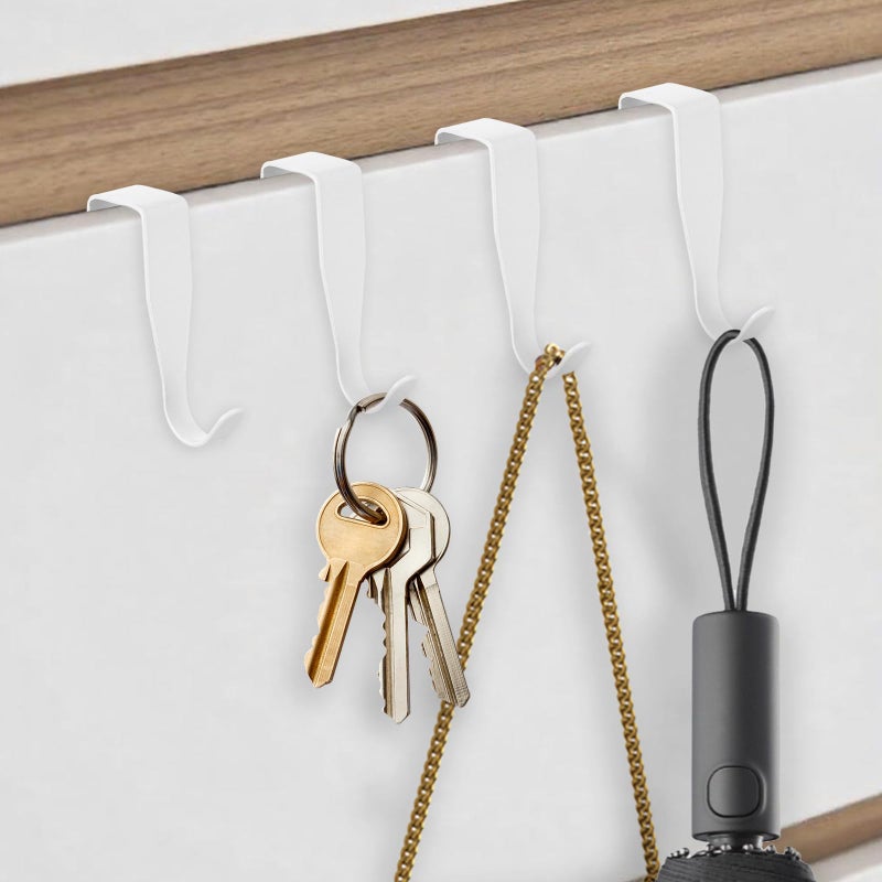 YBEATY 5 Pcs Over Cabinet Door Hooks Sturdy Single Metal Over Door Hanger Electroplate Metal Hook Cabinet Storage Hook for Hanging Towels Clothes Bags Cubicle Bathroom Use - Image 4