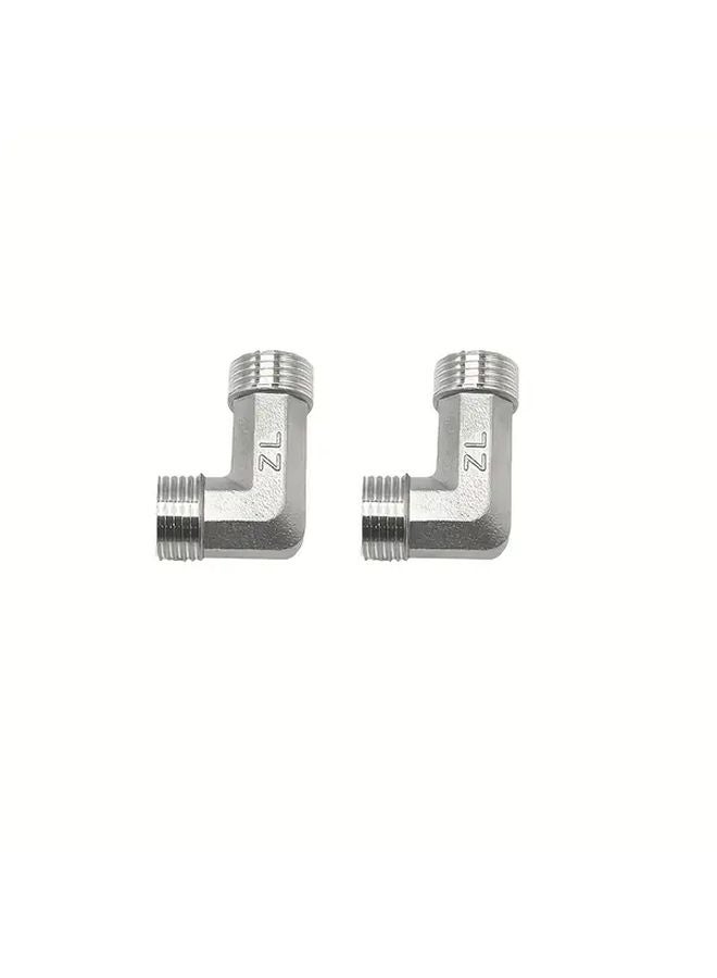 304 Stainless Steel 2 Pieces G1 2 Double Outer Thread 90 Degree Reducing Elbow Plumbing Fittings - Image 1