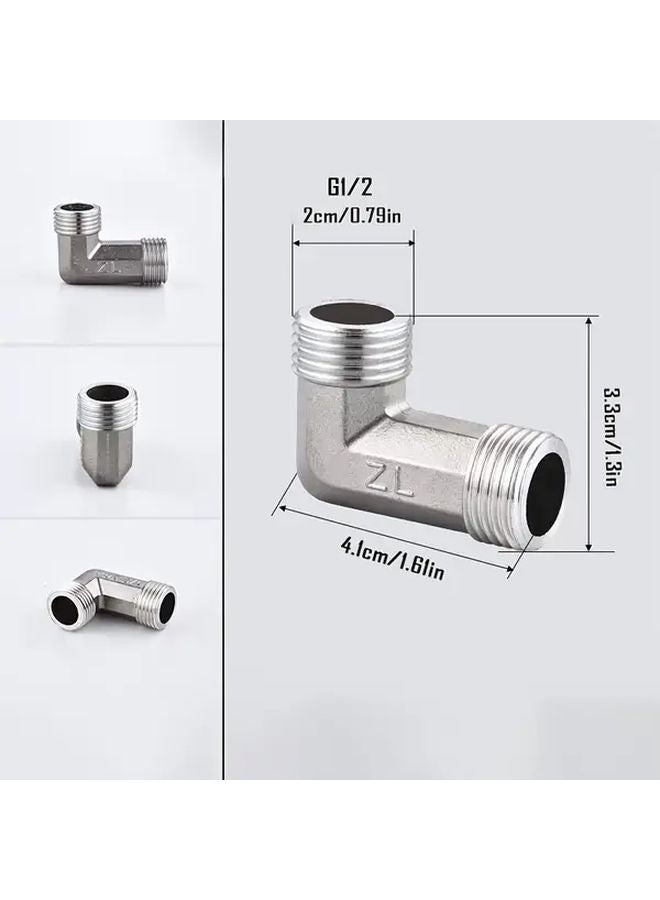 304 Stainless Steel 2 Pieces G1 2 Double Outer Thread 90 Degree Reducing Elbow Plumbing Fittings - Image 4