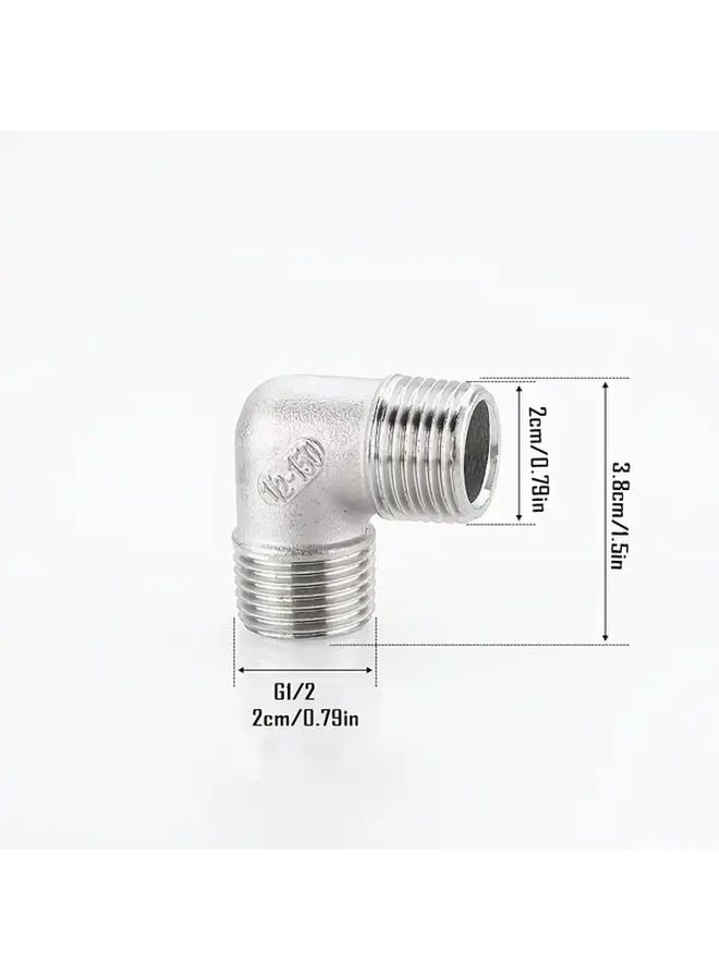 304 Stainless Steel 2 Pieces G1 2 Double Outer Thread 90 Degree Reducing Elbow Plumbing Fittings - Image 3