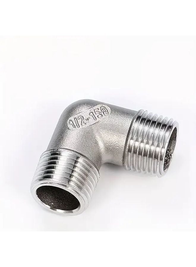 304 Stainless Steel 2 Pieces G1 2 Double Outer Thread 90 Degree Reducing Elbow Plumbing Fittings - Image 2