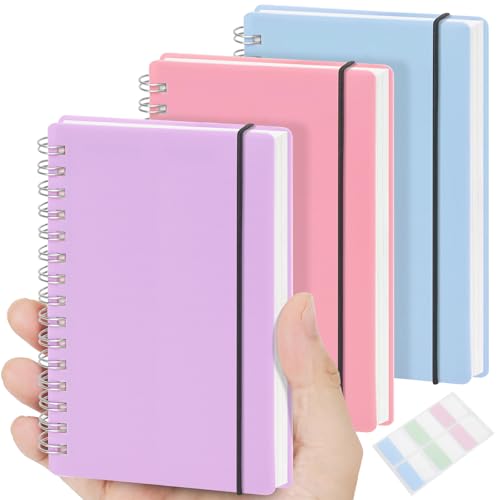MSTONAL 3 Pack Small Spiral Notebook Dot Grid, 3.5x5.5 Mini Pocket Spiral Notebooks With 5x5mm Dotted Pages, 80 Sheets/160 Pages 100gsm Thick Paper to Stay Organized for Work School Office - Image 1