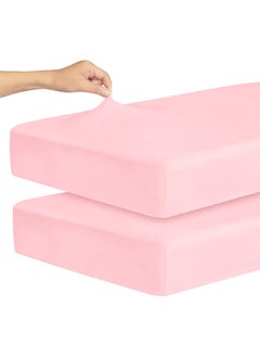 Magik & Kover Magik & Kover Stretchy Crib Sheets for Girls, 2 Pack Baby Crib Sheets Fitted for Standard Crib and Toddler Mattress 52" x 28", Soft and Breathable Fitted Crib Sheets Neutral, Pink  - Image 1