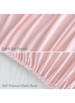Magik & Kover Magik & Kover Stretchy Crib Sheets for Girls, 2 Pack Baby Crib Sheets Fitted for Standard Crib and Toddler Mattress 52" x 28", Soft and Breathable Fitted Crib Sheets Neutral, Pink  - Image 2