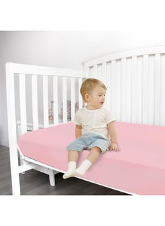 Magik & Kover Magik & Kover Stretchy Crib Sheets for Girls, 2 Pack Baby Crib Sheets Fitted for Standard Crib and Toddler Mattress 52" x 28", Soft and Breathable Fitted Crib Sheets Neutral, Pink  - Image 5