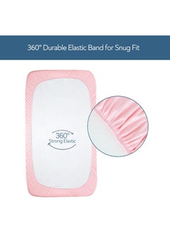 Magik & Kover Magik & Kover Stretchy Crib Sheets for Girls, 2 Pack Baby Crib Sheets Fitted for Standard Crib and Toddler Mattress 52" x 28", Soft and Breathable Fitted Crib Sheets Neutral, Pink  - Image 3