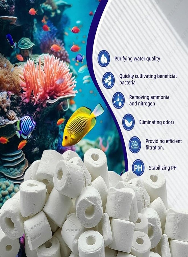 COLOURFUL - Filter Media for Aquarium | Improved Water Quality and Healthy Fish Tanks | Bacteria House | Big White Ceramic Rings, 250g with NET Bag - Image 3