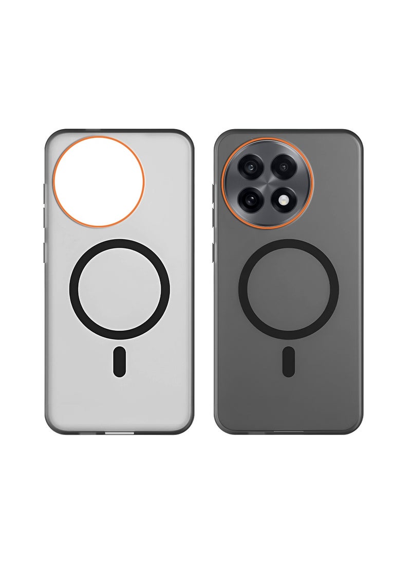 Wtech OnePlus 13R 5G 2025 / OnePlus Ace 5 / OnePlus Ace 5 Pro 5G 2024 Hybrid Translucent Magsafe with Magnetic Charging Raised Camera Lips Elegant Look Case Cover (MCMPMN) - Black - Image 2