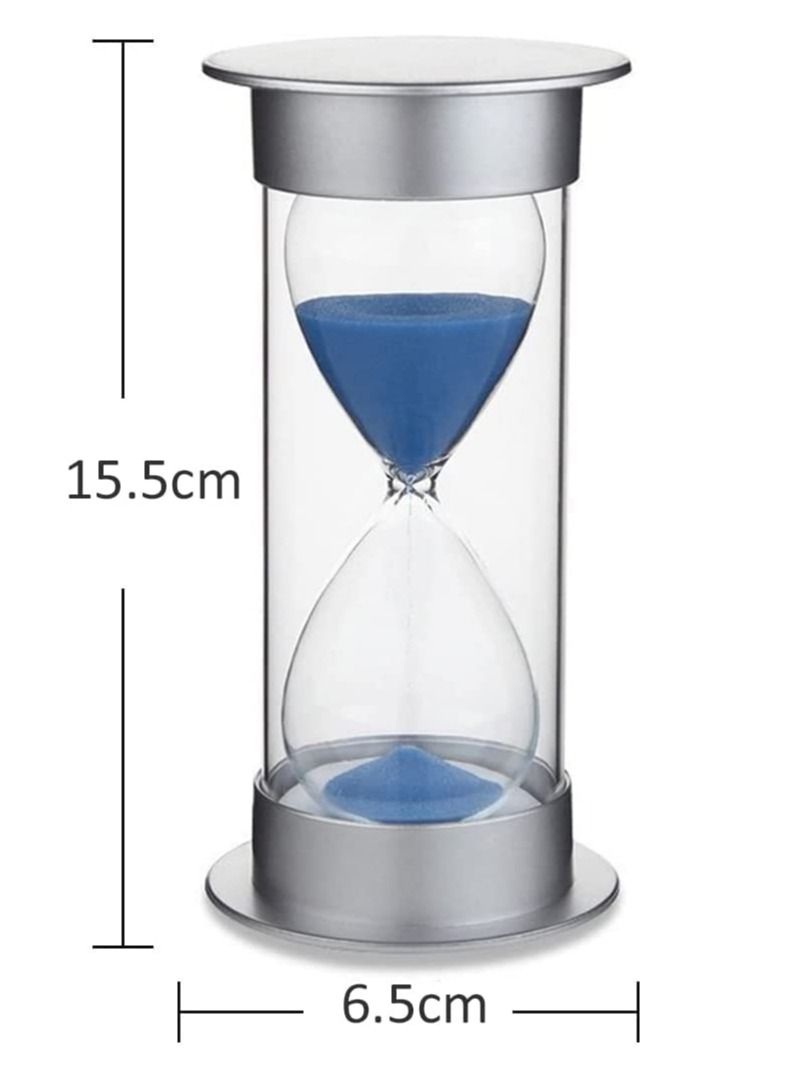 Rubik ساعة رملية مدتها 45 دقيقة هدية إبداعية عتيقة لتزيين المنزل والمكتب والمطبخ (45 دقيقة، فضي/أزرق) - Image 3