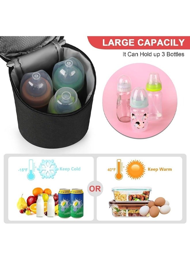 Portable Travel-friendly Breastmilk Cooler Bag,Insulated Baby Bottle Storage,Keeps Breast Milk Warm or Cool (black)