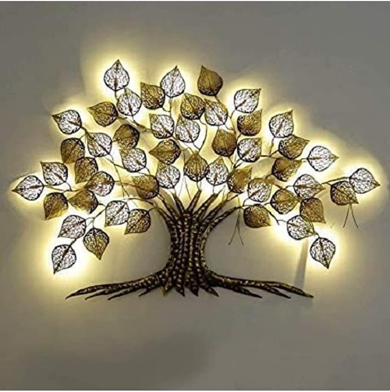 Decornus Handcrafted Iron Wall Hanging Big LED Gold Tree for Home Living Room Wall (Abstract) - Image 5