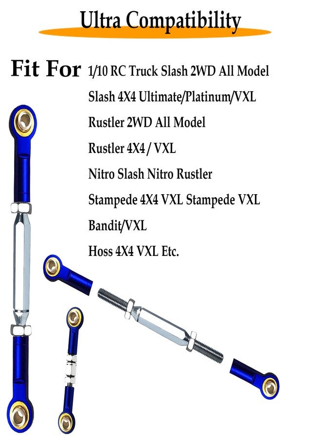 PXFAYSFQ Stainless Steel Adjustable Turnbuckles/Camber Links with Rod Ends Set for 1/10 Traxxas Slash 4X4/2WD, Rustler 4X4/2WD, Stampede 4X4/2WD, Hoss 4X4,Bandit/VXL RC Car Hops Up Parts(Blue) - Image 3