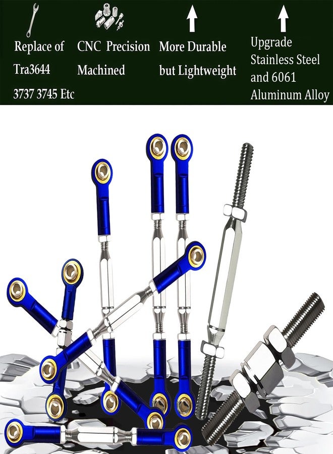 PXFAYSFQ Stainless Steel Adjustable Turnbuckles/Camber Links with Rod Ends Set for 1/10 Traxxas Slash 4X4/2WD, Rustler 4X4/2WD, Stampede 4X4/2WD, Hoss 4X4,Bandit/VXL RC Car Hops Up Parts(Blue) - Image 4
