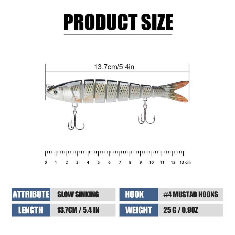 TRUSCEND Easy Catch Swimmax, Magic Noisy Turbulent Wiggling and Vibrating Actions for More Bites, Segmented Swimbait Jointed by Dyneema Strongest Fiber, Lifelike Fishing Lures for Relax Family Fishing - Image 2