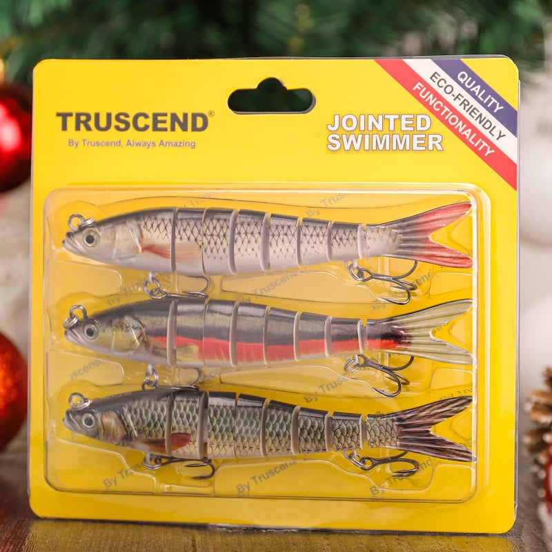TRUSCEND Easy Catch Swimmax, Magic Noisy Turbulent Wiggling and Vibrating Actions for More Bites, Segmented Swimbait Jointed by Dyneema Strongest Fiber, Lifelike Fishing Lures for Relax Family Fishing - Image 5