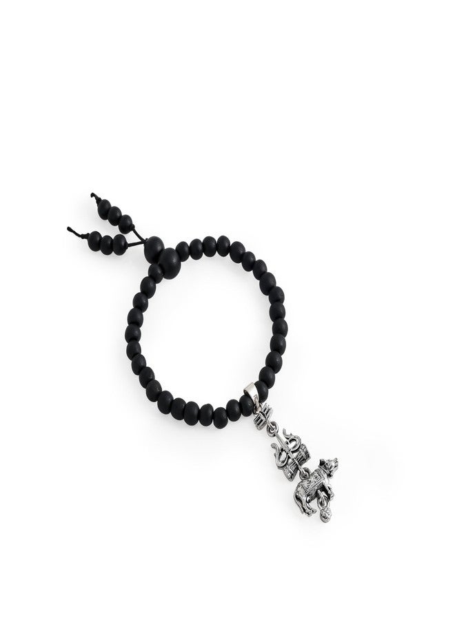 Divine Hindu Karungali Malai Bracelet with Shiv Trishul & Nandi Pendant | Original Karungali Wooden Beads Bracelet for Men & Women | Mahadev Protection Bracelets |Adjustable Thread Spiritual Bracelets - Image 1