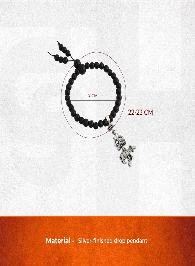 Divine Hindu Karungali Malai Bracelet with Shiv Trishul & Nandi Pendant | Original Karungali Wooden Beads Bracelet for Men & Women | Mahadev Protection Bracelets |Adjustable Thread Spiritual Bracelets - Image 2