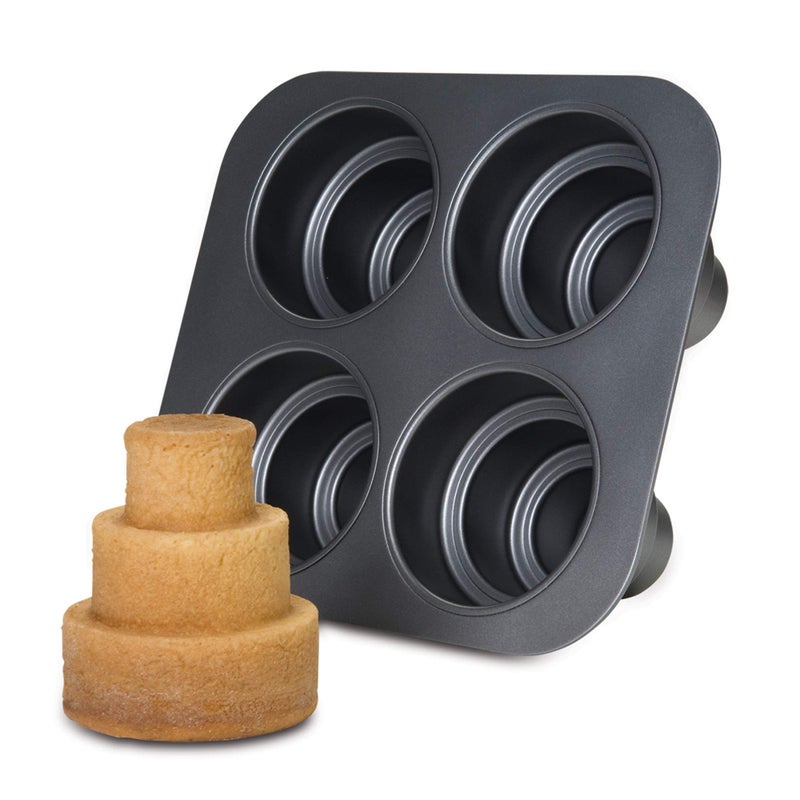 chicago metallic Chicago Metallic Mini MultiTier Round Cake Pan Makes 4 Individual 3Tier Celebration Cakes Professional Grade NonStick Bakeware for Weddings Showers Parties