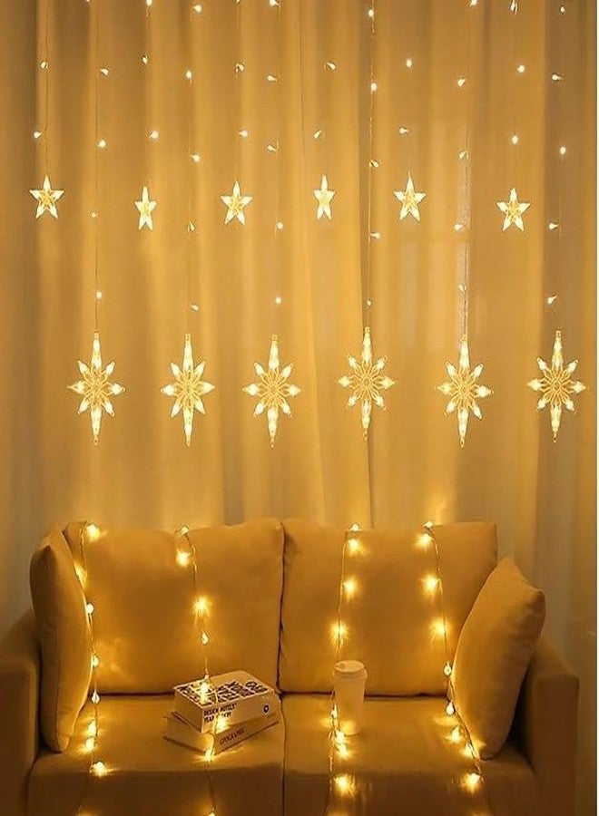 كرونوس أضواء ستائر كرونوس بولار ستار | أضواء LED معلقة للنوافذ بـ 8 أوضاع | أبيض دافئ | أضواء زخرفية لعيد ديوالي، عيد الميلاد، حفلات الزفاف، الحفلات، والمنزل - Image 1