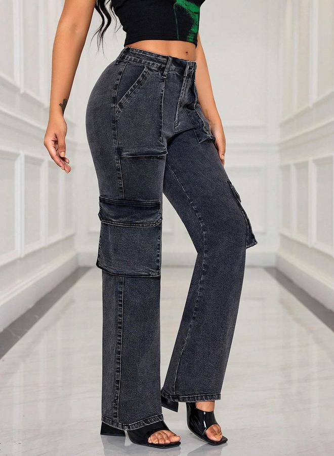 Kotty High Rise Straight Leg Cargo Jeans - Image 3