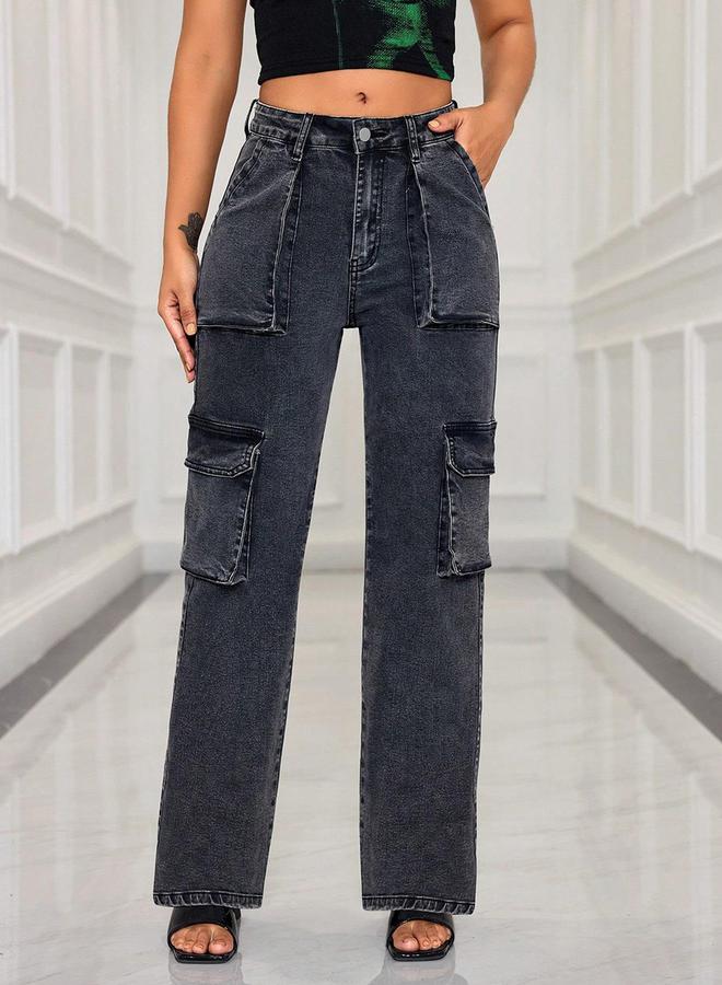 Kotty High Rise Straight Leg Cargo Jeans - Image 2