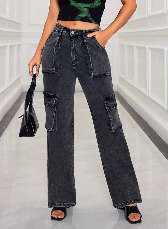 Kotty High Rise Straight Leg Cargo Jeans - Image 5