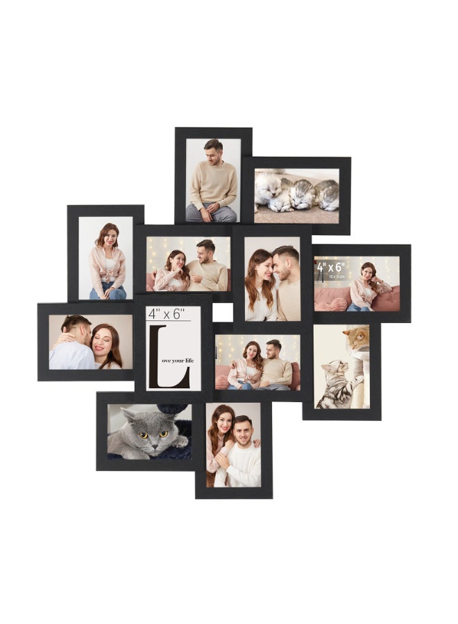 SONGMICS 4x6 Collage Picture Frames, 12-Pack Photo Collage Frame for Wall Decor, Glass Front, Assembly Required, Ink Black - Image 1