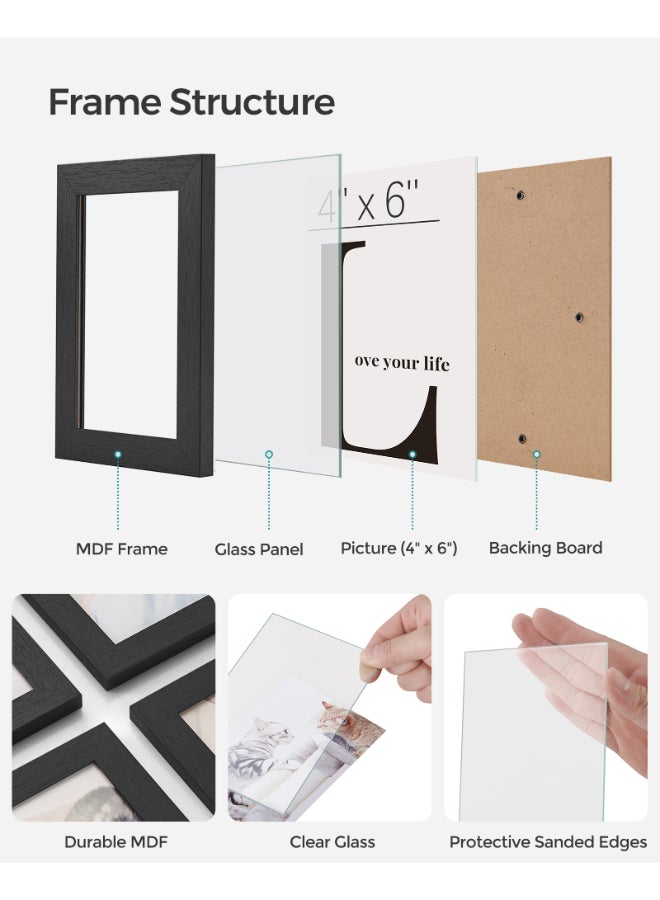 SONGMICS 4x6 Collage Picture Frames, 12-Pack Photo Collage Frame for Wall Decor, Glass Front, Assembly Required, Ink Black - Image 3