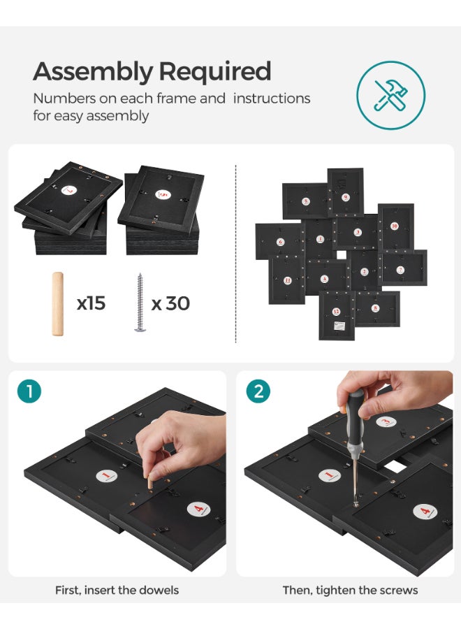 SONGMICS 4x6 Collage Picture Frames, 12-Pack Photo Collage Frame for Wall Decor, Glass Front, Assembly Required, Ink Black - Image 5