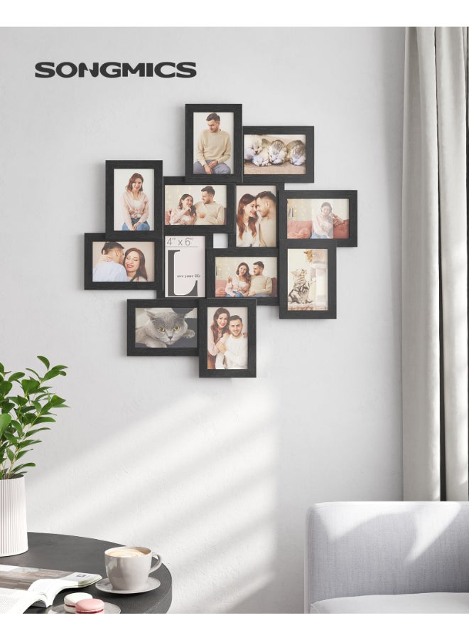 SONGMICS 4x6 Collage Picture Frames, 12-Pack Photo Collage Frame for Wall Decor, Glass Front, Assembly Required, Ink Black - Image 2