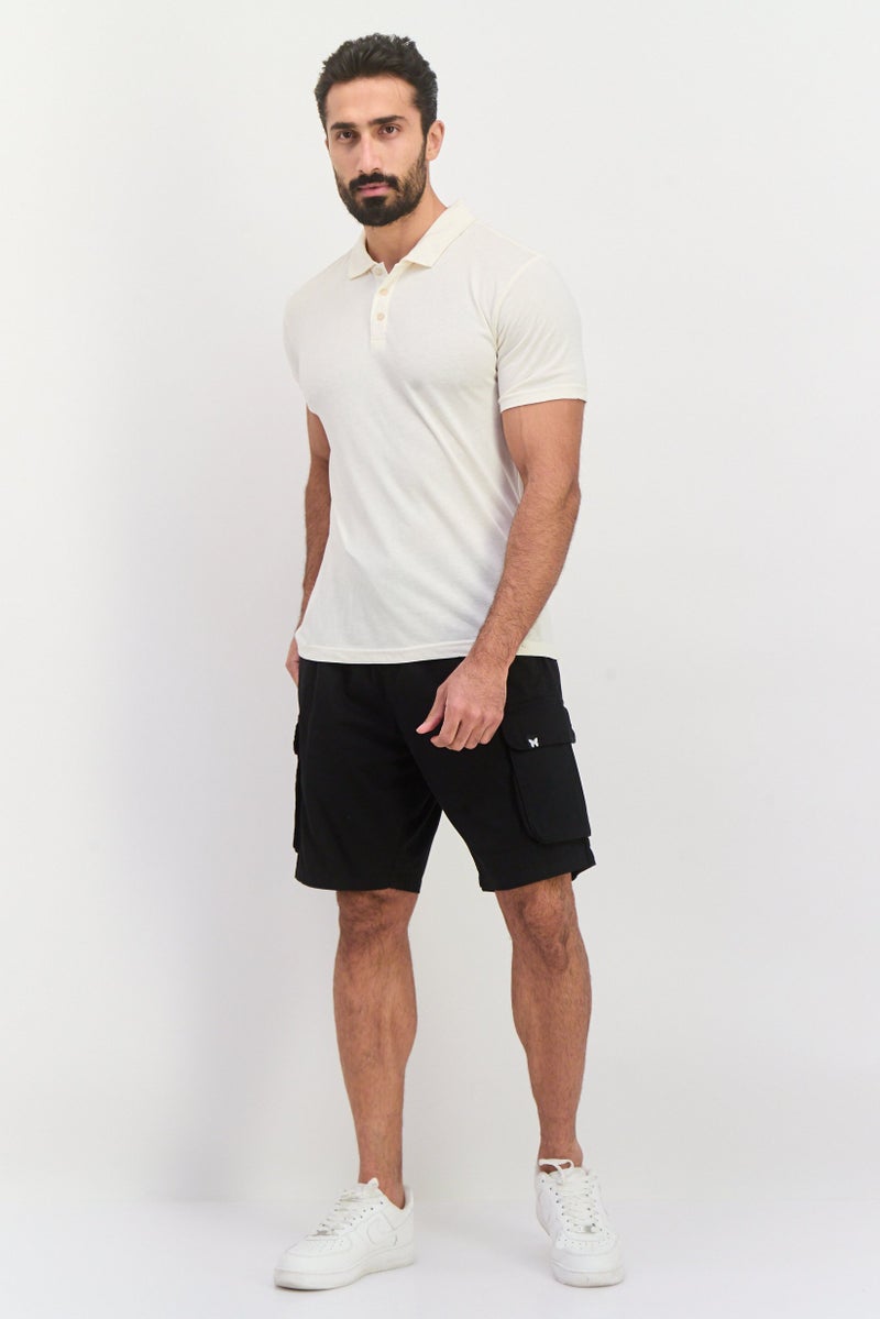 GOOD FOR NOTHING شورتات كارجو للرجال بشعار العلامة التجارية، أسود - Image 4